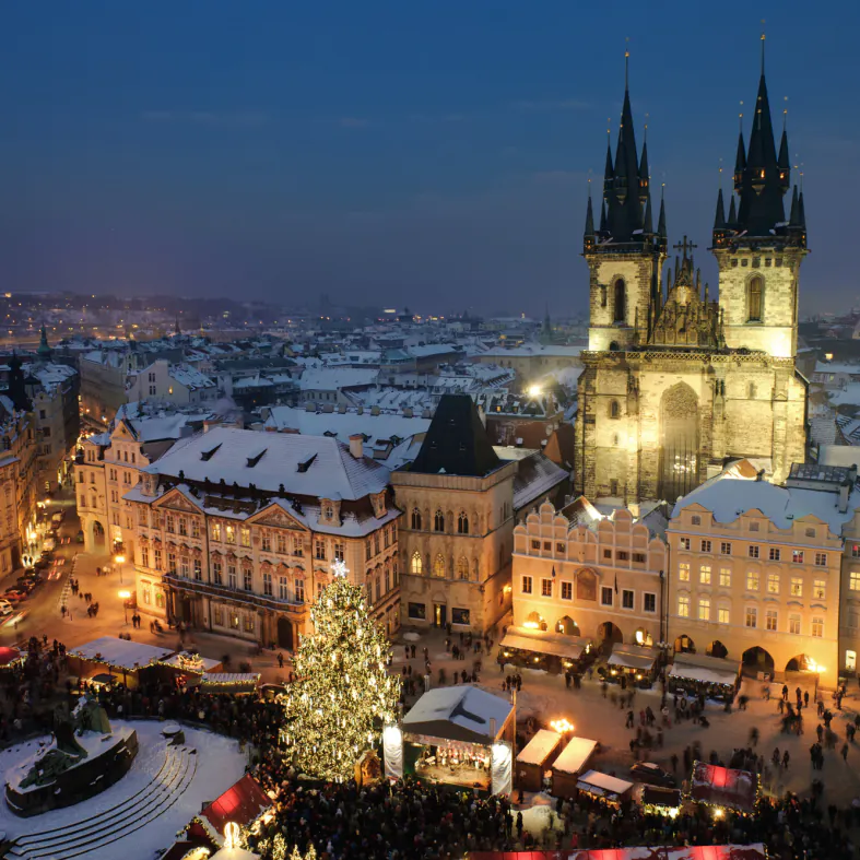 Old town square in Prague at Christmas time